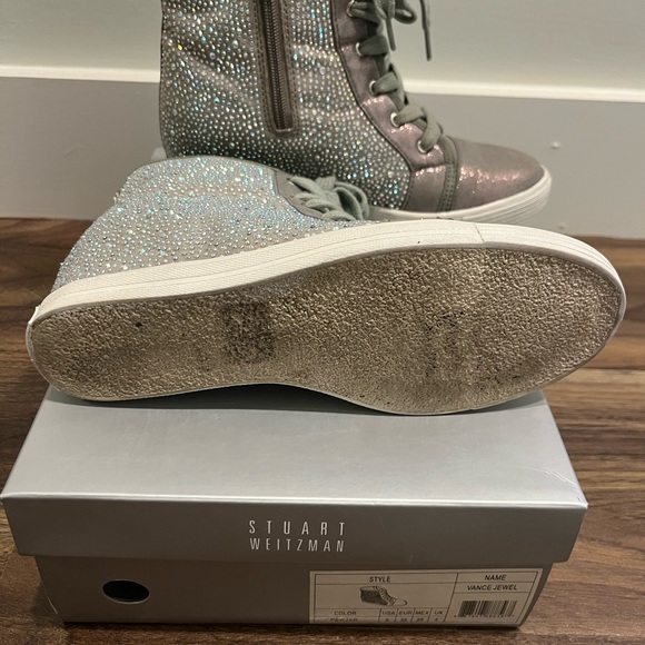 Stuart Weitzman Vance Jewel Hidden Wedge High Top Sneaker (Big kids) - Picture 11 of 11